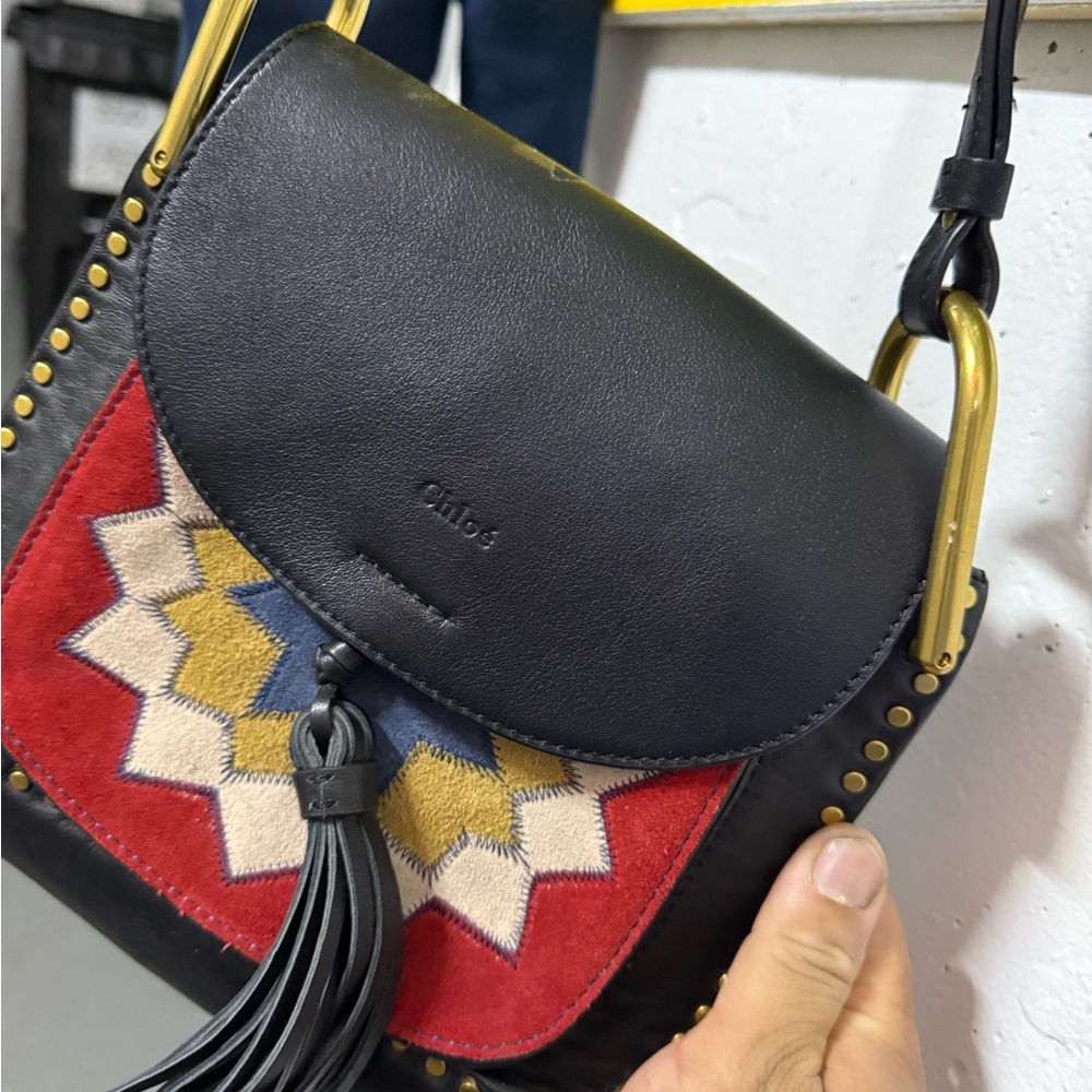Black and Red Leather Shoulder Bag Chloe Rosace bag